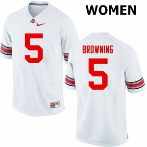 Women's Ohio State Buckeyes #5 Baron Browning White Nike NCAA College Football Jersey Winter UHG0844LT